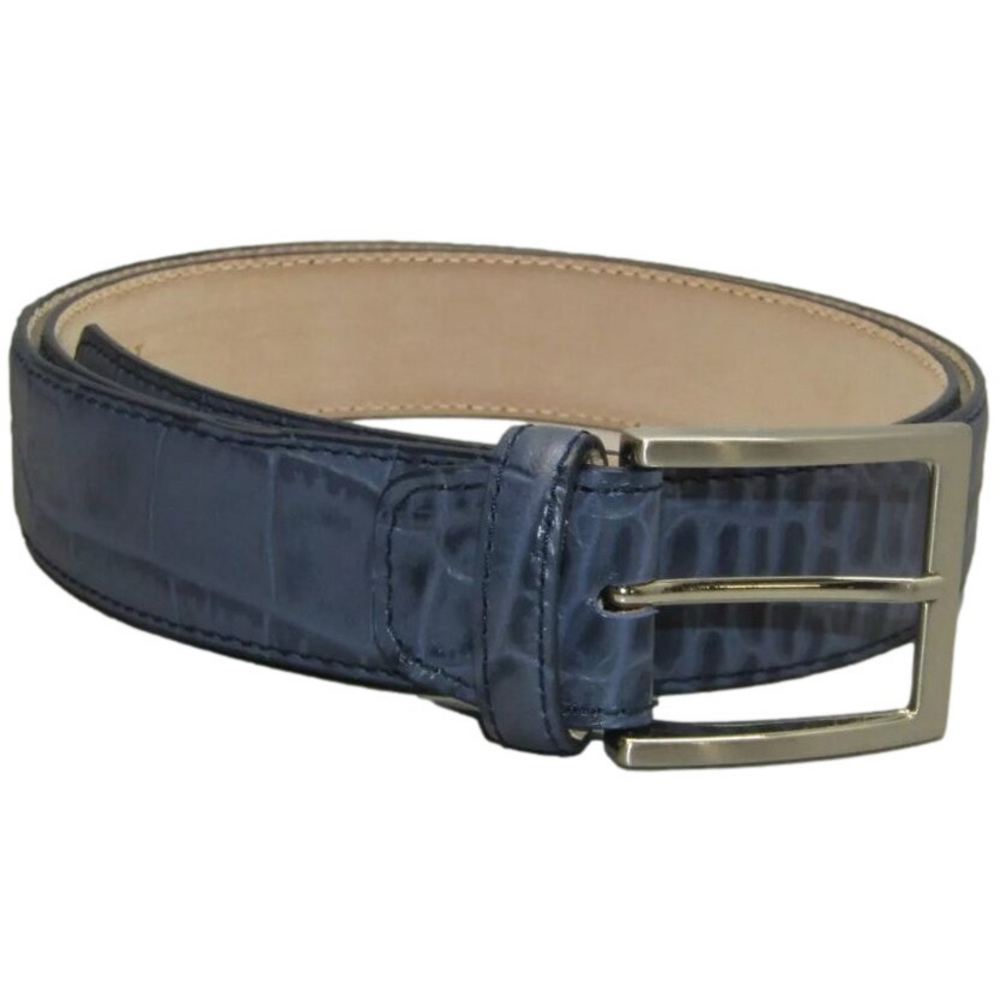 NEW Fresco Golf Men's Leather Alligator Embossed Belt Blue/Lavender